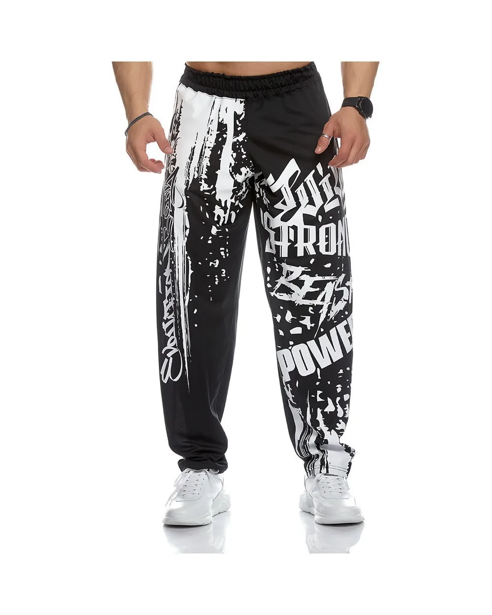 Mens GYM Pants Running Leggings Joggers Workout Fitness Breathable Sport Trousers Painted Letter Hip Hop