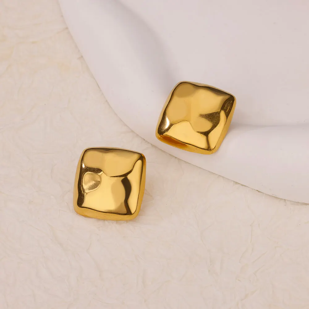 Stainless Steel Square Stud Earrings For Women