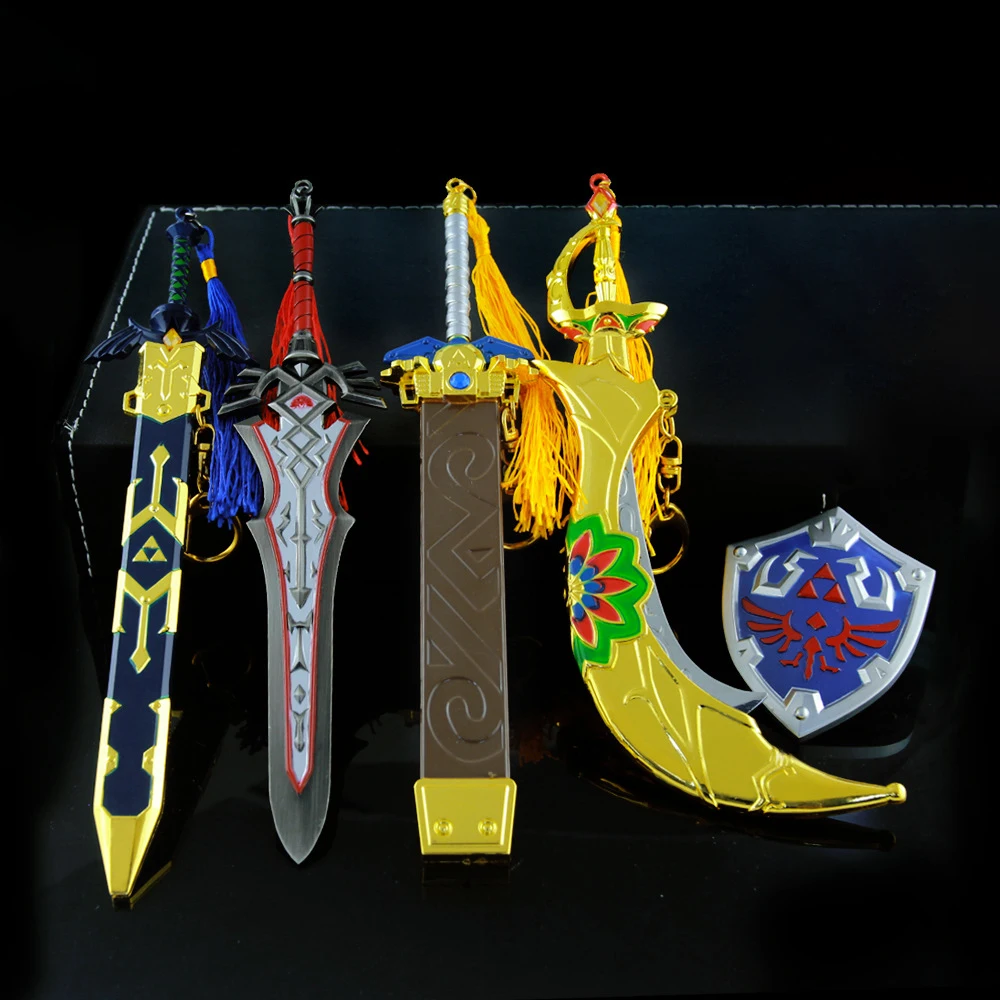 The Hyrule Fantasy Arma Zelda Master Sword Hylian Shield Game Portachiavi Modello Katana Ninja Sword Samurai Toys For Boy Gift
