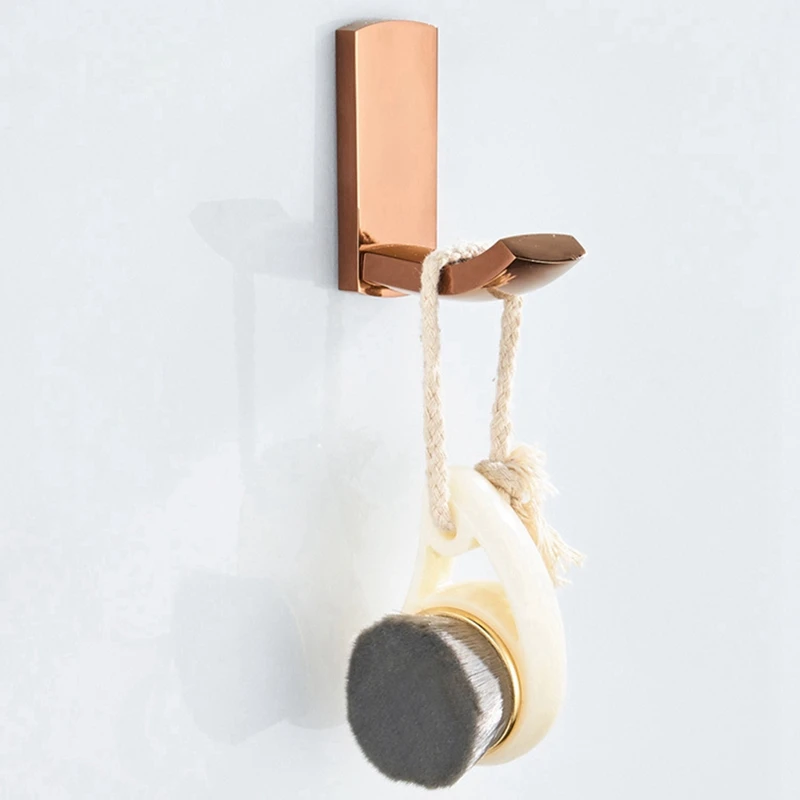 2Pcs Bath Towel Hooks,Wall-Mounted Copper Towel And Bathrobe Hooks In Rose Gold, Bathroom And Bedroom Coat Hooks