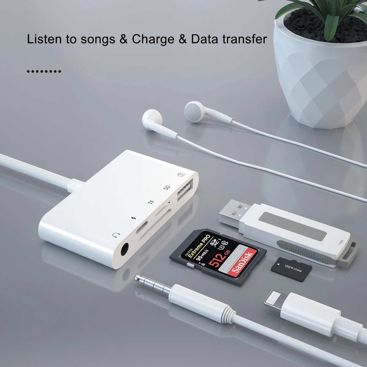Lightning to USB3 OTG Camera Adapter/Cable Cord with Charging Lightning iPad to SD/TF Card Reader Support 3.5mm Aux Audio otg adapter 3.5mm audio cable lightning to usb otg adapter