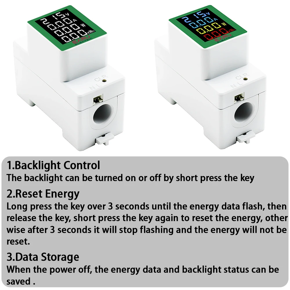 4IN1 디지털 AC 110V 220V 100A 전압 전류 kWh 전기 에너지 모니터 미터 VOLT AMP 전압계 Aammeter 전력계 Din Rail