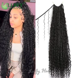 Human Hair Crochet Boho Box Braids With Human Hair Curls Synthetic Braid With Human Hair Curls Braiding Hair Extensions