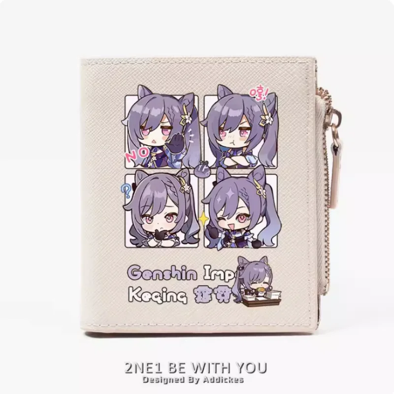 Genshin Impact Keqing Anime Zipper Fashion Wallets PU Purse Card Holder Money Bag Gift B559 Cosplay