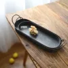 30.5cm oval antique vintage iron bread tray cake tray plate with handle 1