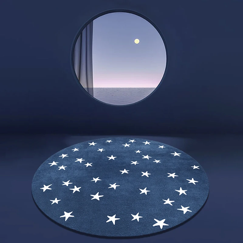 Nordic Cute Carpets for Living Room Cartoon Style Bedroom Decor Round Rug Soft Short Plush Children Mats Crawling Game Area Rugs 4