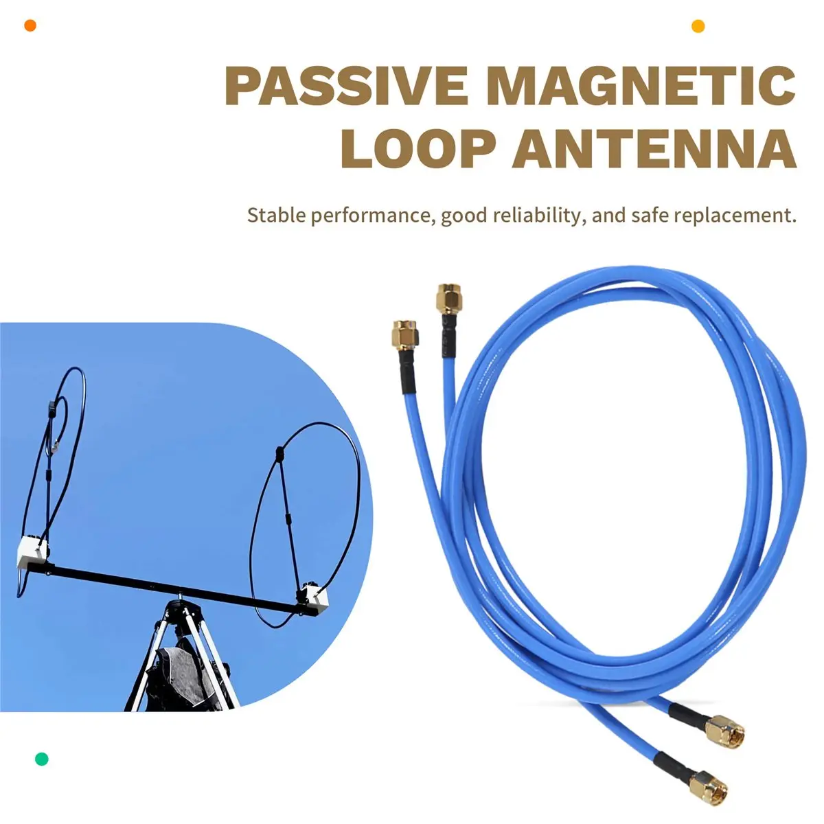 A003 250MW YouLoop 전자기 안테나 10KHz30MHz 휴대용 수동 자기 루프 안테나 (RG402+RG174 케이블 포함, HF VHF용)
