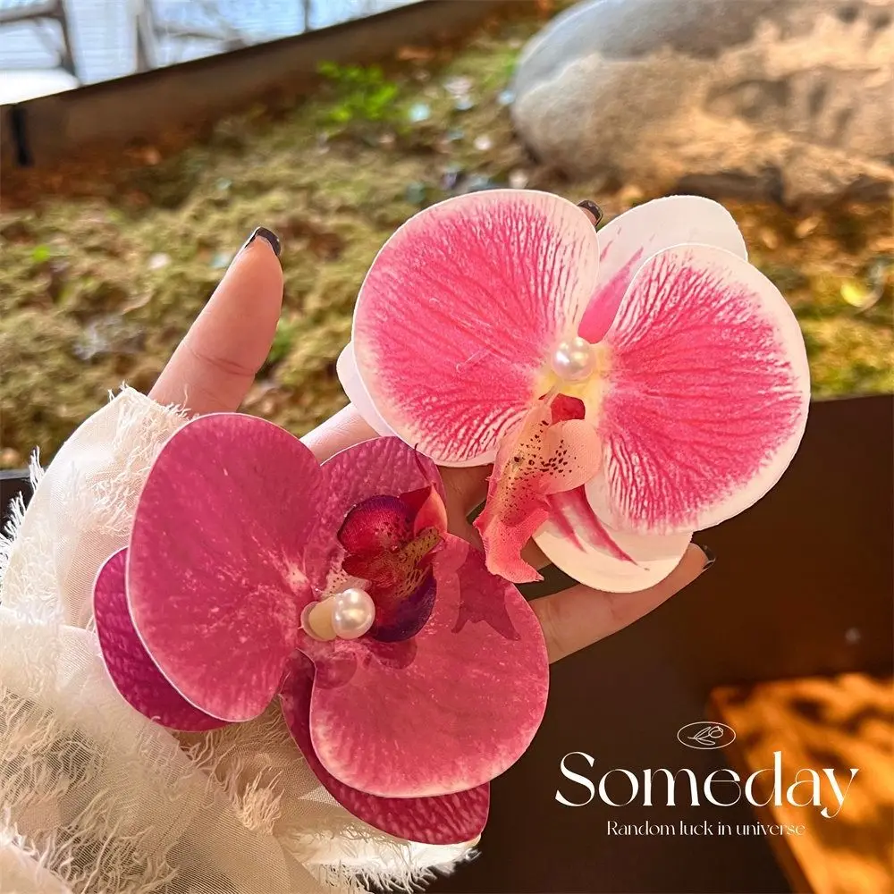 Cloth Flower Hair Clip Cute Korean Style Pearl Girl Hair Clip Duckbill Clip Butterfly Orchid Orchid Flower Hairpin Women