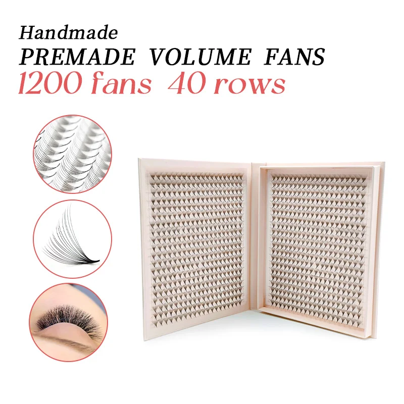 1200 Fan Ciglia Finte Xxl Mega Tray Matte Ultra Dark Premade Volume Fan Base A Punta Promade Fans Estensioni Delle Ciglia Strumenti Per Il Trucco