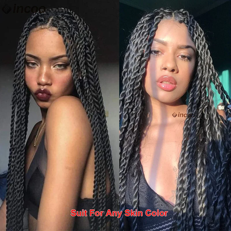 Senegalese Twist Braids Lace Front Wigs For Black Women Synthetic Full Lace Frontal Wigs Pre Plucked Box Braids Passion Twists