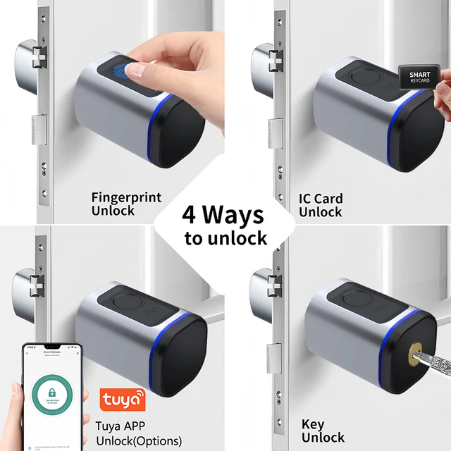 CDOK L31 Tuya Bluetooth smart lock, biometric unlocking, gateway remote unlocking can be added, black/silver 2