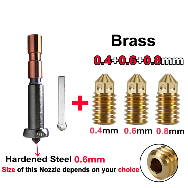 3pcs 0.4/0.6/0.8mm Integrated Nozzles For Anycubic Kobra 3