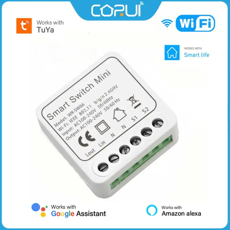 

CORUI Tuya WIFI Smart Switch Mini 16A On-off Device Smart Life 2 Way Control Interruptor Switch Alexa Google Home Voice Control