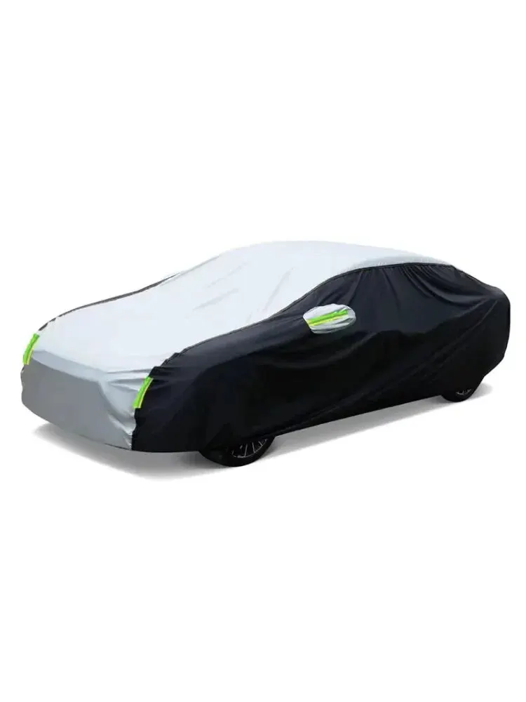 Car Cover Exterior Double Color Cover Sunshade Dustproof Protection with Reflective Strips Universal for Hatchback Sedan SUV — view 2