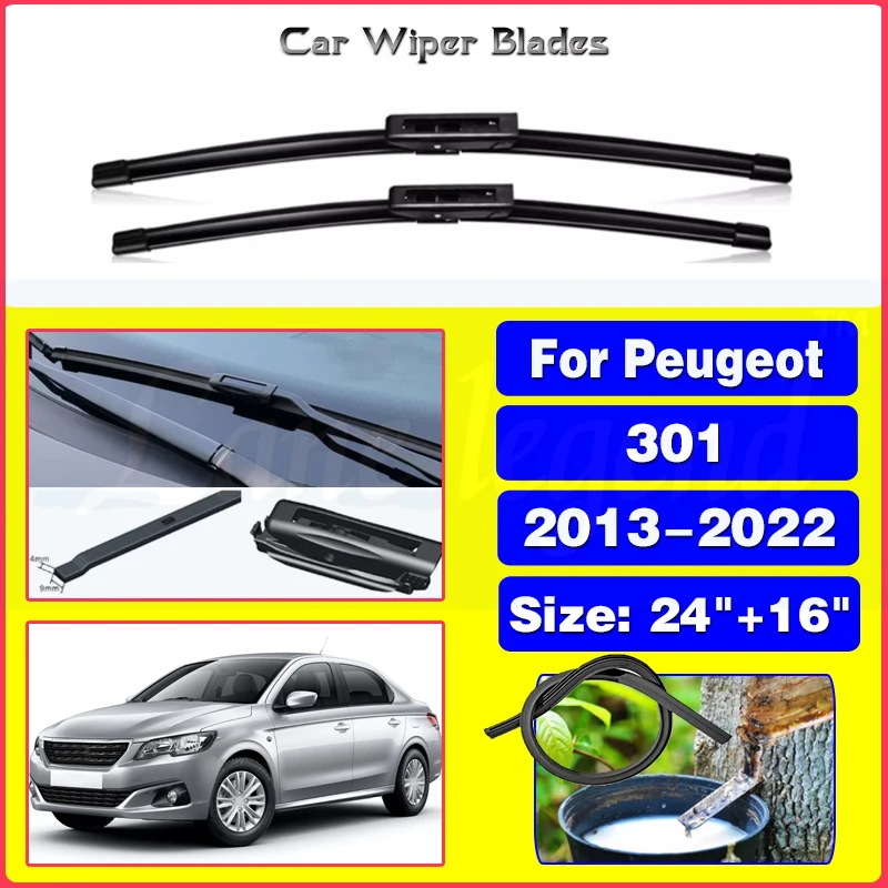 

Car LHD Front Wiper Blades For Peugeot 301 2013-2022 2pcs Brushes Washer Windscreen Windshield Accessories 2021 2020 2019 24"16"