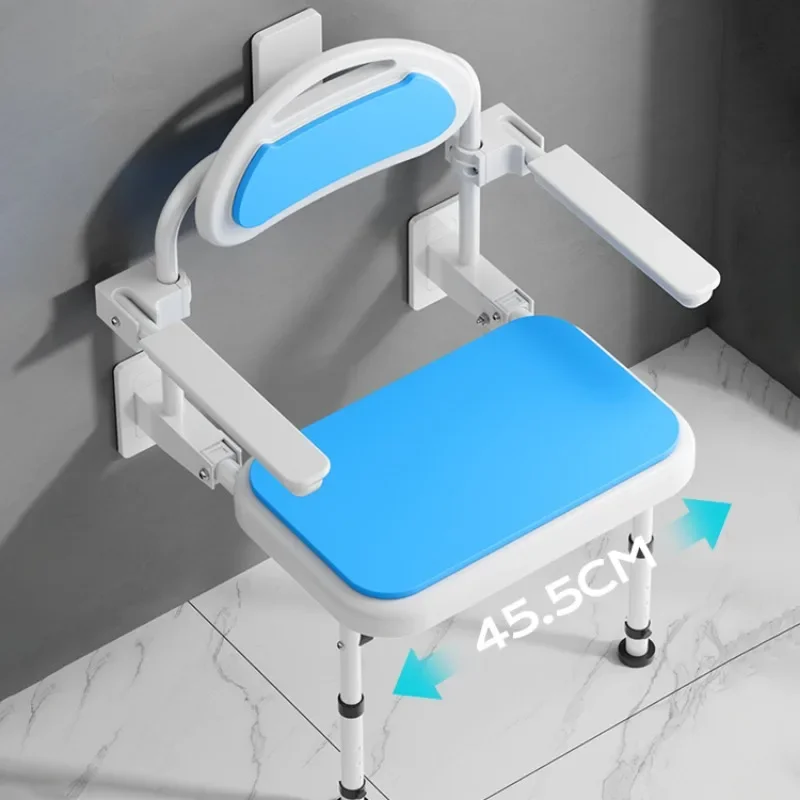 Elderly Bath Chairs, Both Legs Folding Chair for Disabled, Wall Mounted Accessible Bathroom Chairs , Senior Safety Shower Seat 3