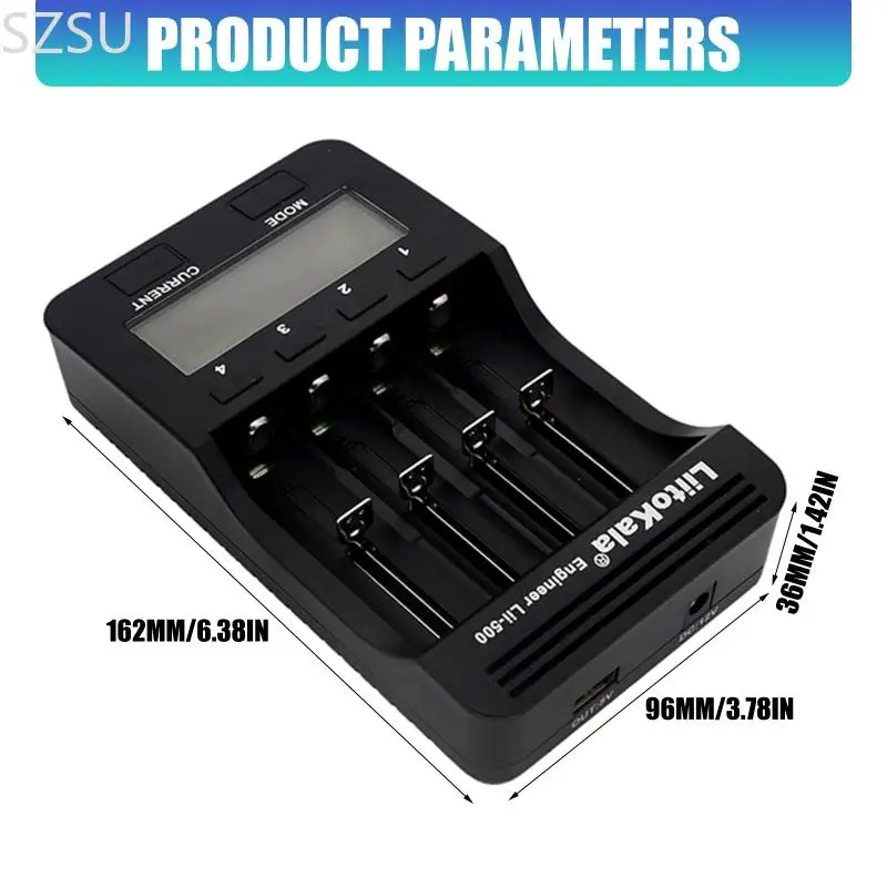 Cargador de Baterías de Litio 18650 26650 14500 4 Canales LCD