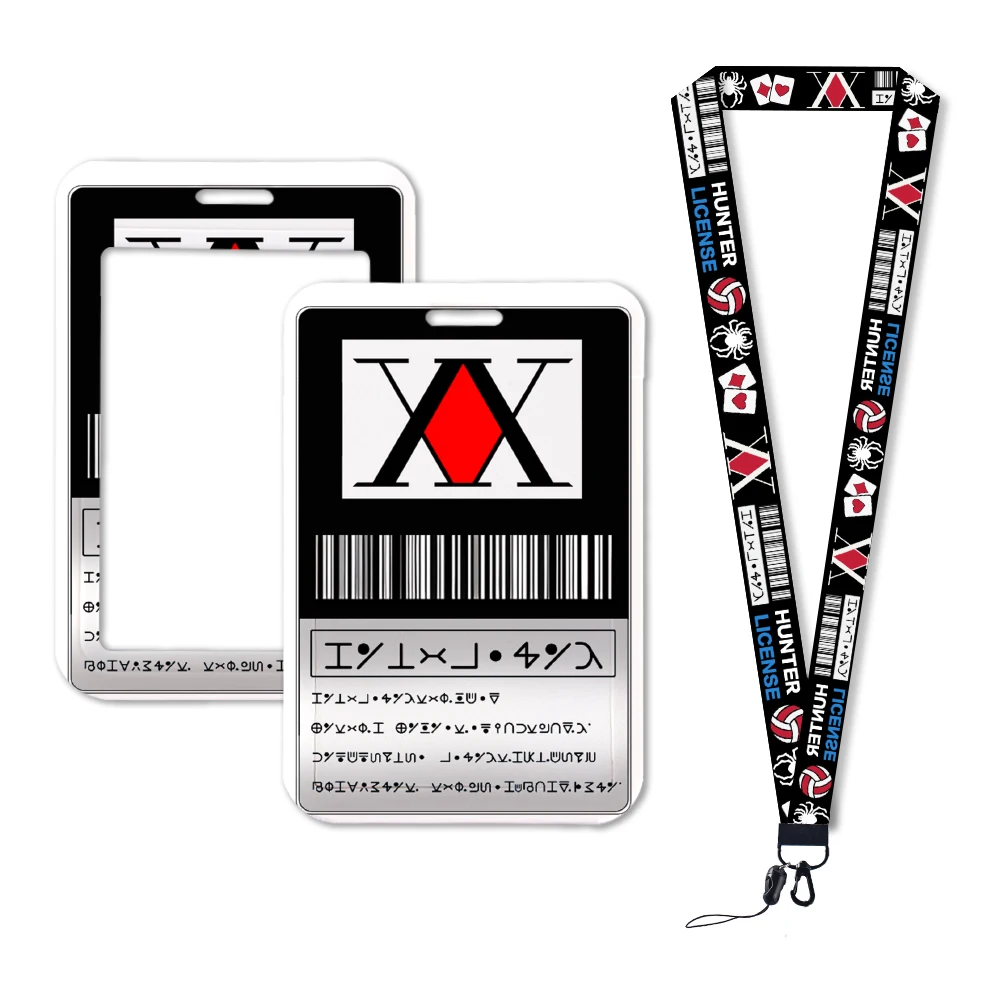 Japanese Style Hunter License ID Card Holders Lanyards Girls Door Card Case Hanging Rope Badge Holder Neck Strap Card Small Gift 5