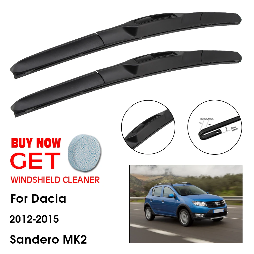 Car Wiper Blade For Dacia Sandero Mk2 22"+20" 2012-2015 Front Window Washer Windscreen Windshield Wipers Blades Accessories