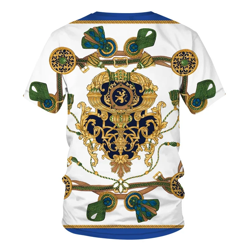 Luxus Barock Stil 3D Druck männer T-shirts Mode Rundhals Kurzarm Lose Tops Tees Übergroßen Männer Kleidung 6XL 2023 neue – Detail 26