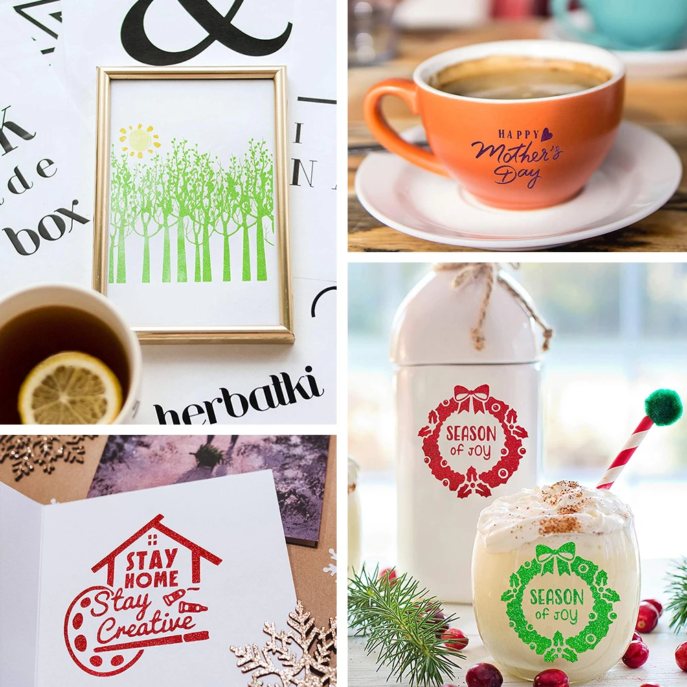 Glitter Adhesive Craft Vinyl Stick to Glass Metal Making Sign for Cut Sticker Christmas Party Decor Letters DIY