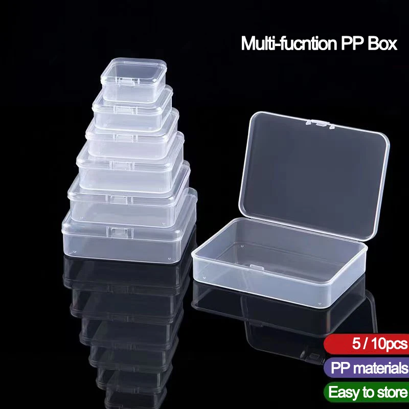 Storage Box 5Pcs/10Pcs PP Storage Box Mini Transparent Plastic Case Container Square Rectangle Packaging Box for Jewellry Beads Small Items
