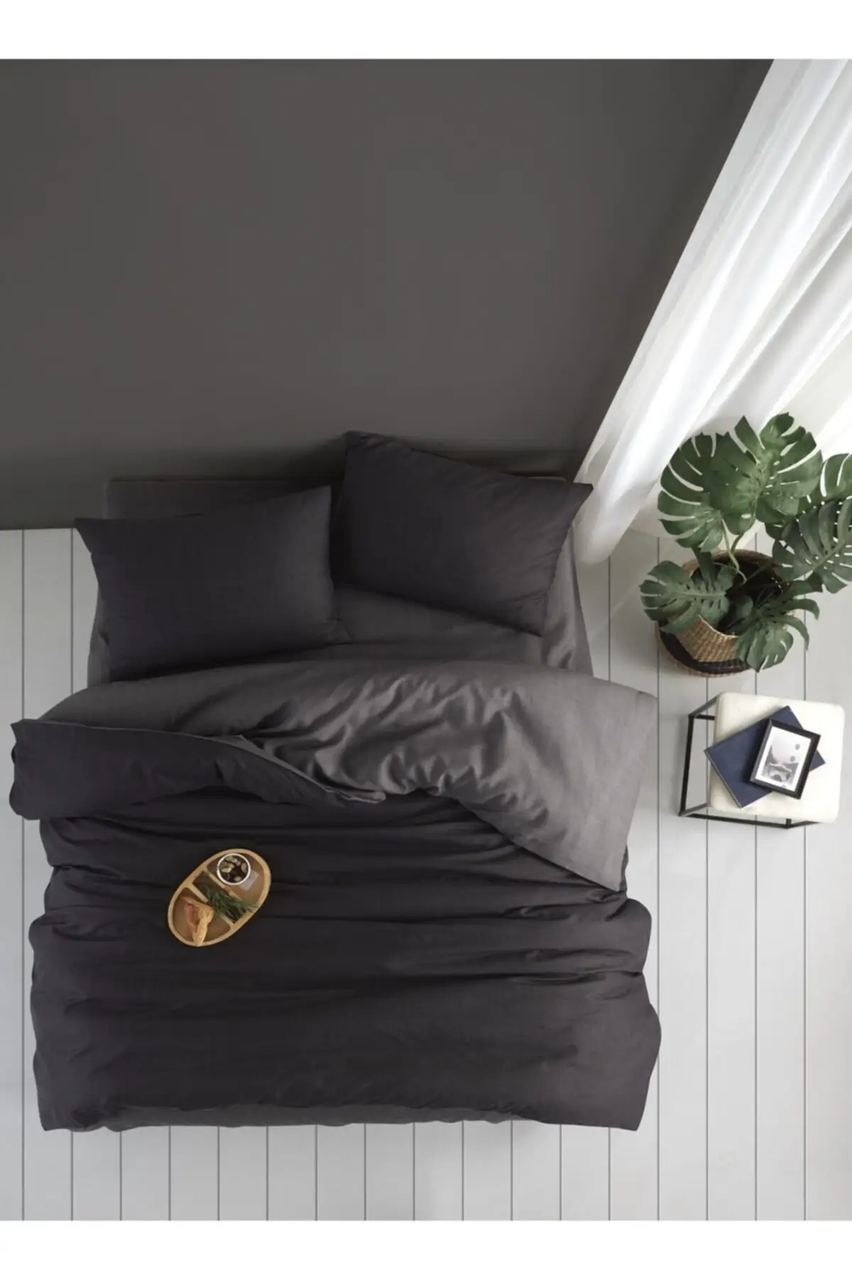 

Blacklove Double Duvet Cover Set Cotton-Polyester 220x240 Black Single Size Bedroom Textile Home &