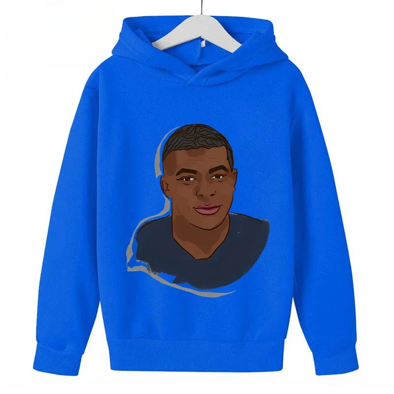 thumbnail image 1 of Sudadera deportiva azul de primavera y otoño para niños y niñas, sudadera con capucha con estampado de Mbappé para niños, ropa para niños, sudaderas con capucha para niñas, 1 of 5