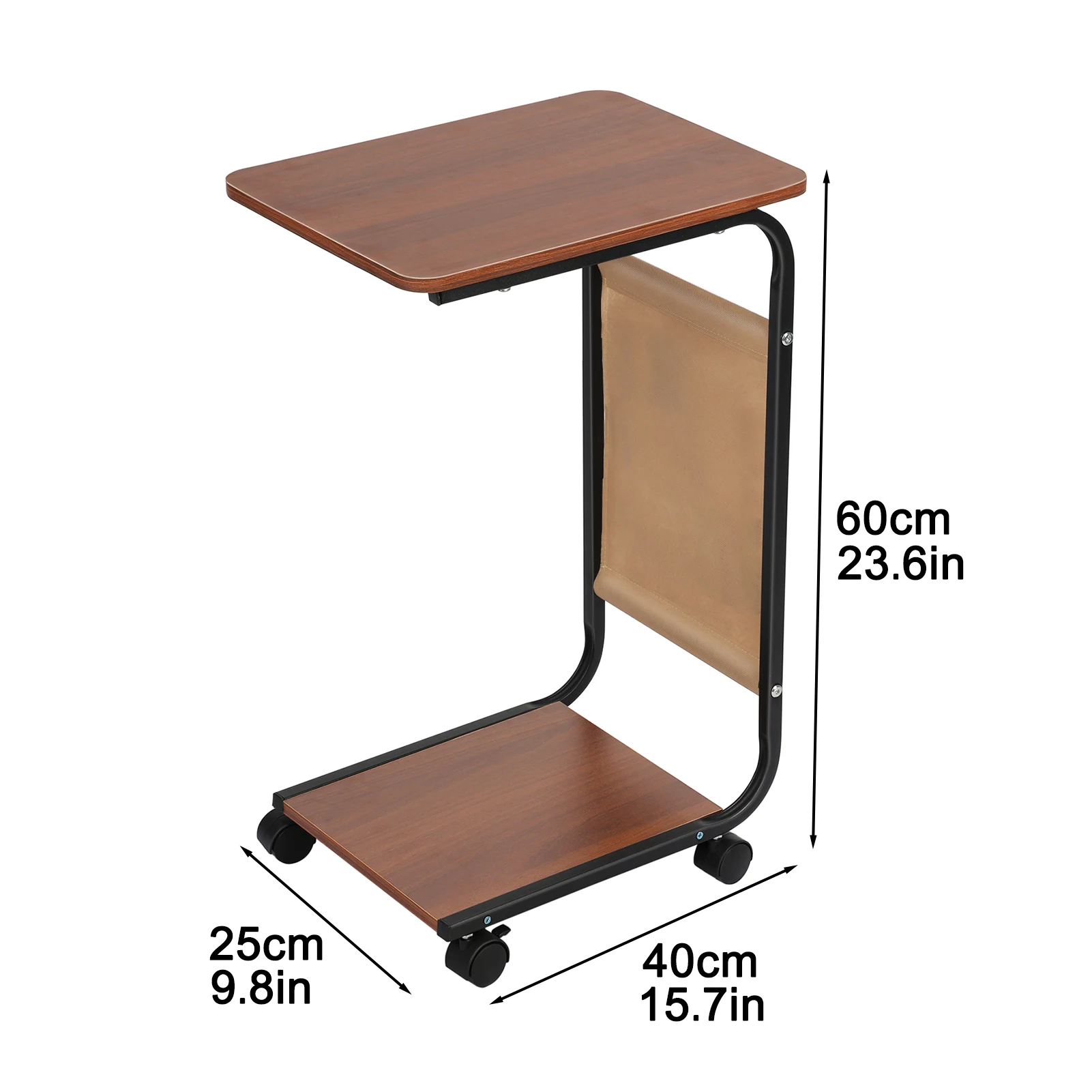 End Table, Rectangle Side Table, Night Stand with 2-Tier Storage Shelf and Fabric Storage Bag, Living Room Small Coffee Table 6