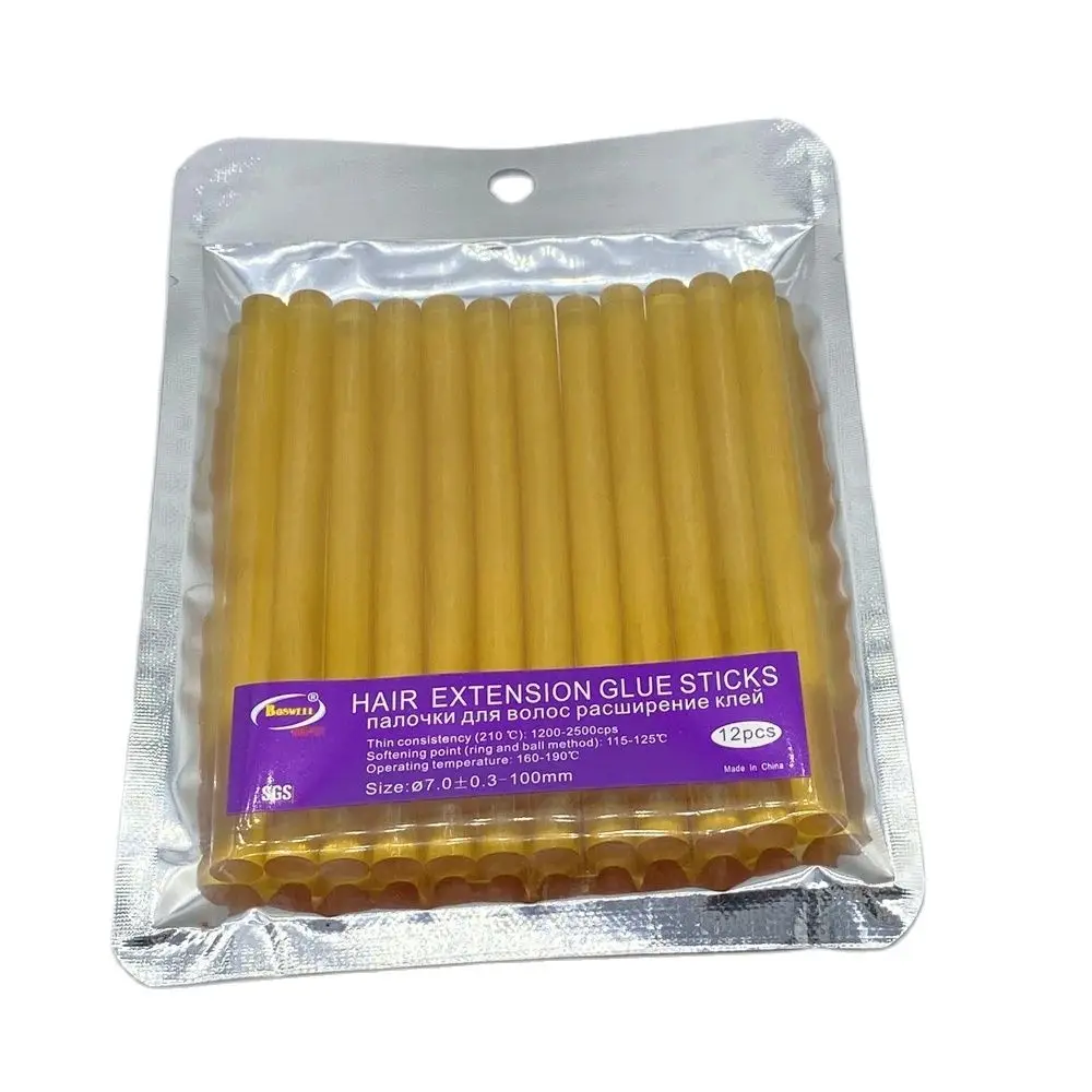 24 PCS diameter 7 x 100 mm Hair Extension Glue Sticks Hot Melt Glue Stick for hair extension 3 colors Black Yellow Brown hair extension glue hair extension glue stick