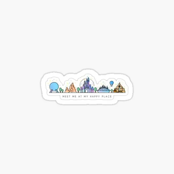 

Meet Me At My Happy Place 5PCS Stickers for Living Room Decor Funny Anime Window Print Art Bumper Cute Car Decorations Home