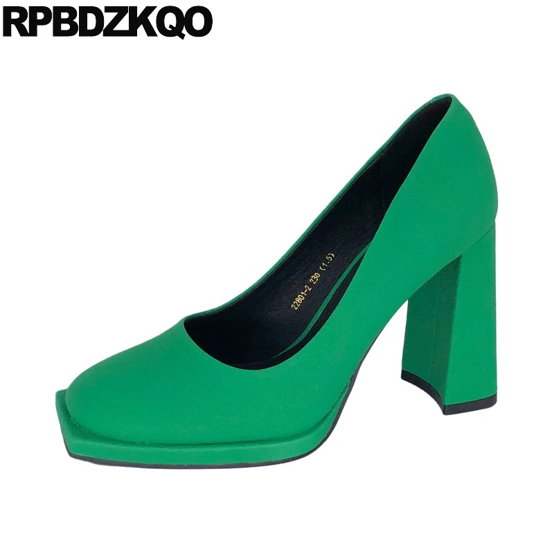 

High Heels Slip On 2023 Latest Chunky Sexy Fetish Office Shoes Modern Shallow Square Toe 34 Women Luxury Extreme Korean Pumps