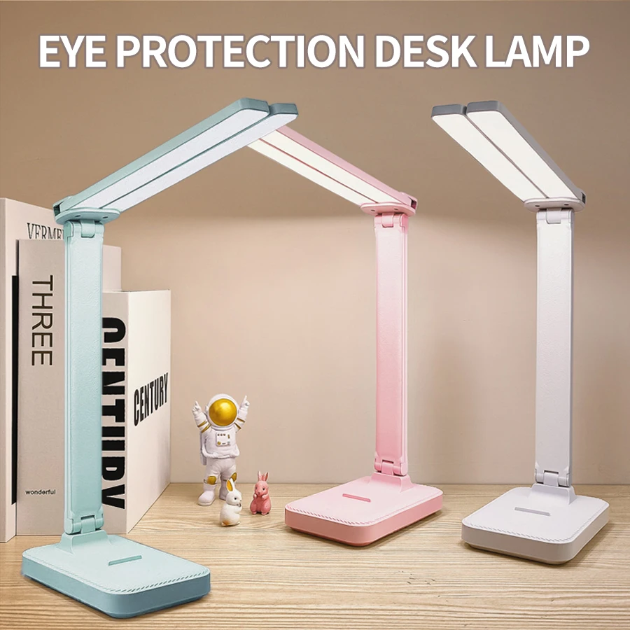 Creative LED Desk Lamp USB Rechargeable 3 Levels Dimmable Touch Table Lamp Foldable Bedside Desk Eye Protection Reading Lamp