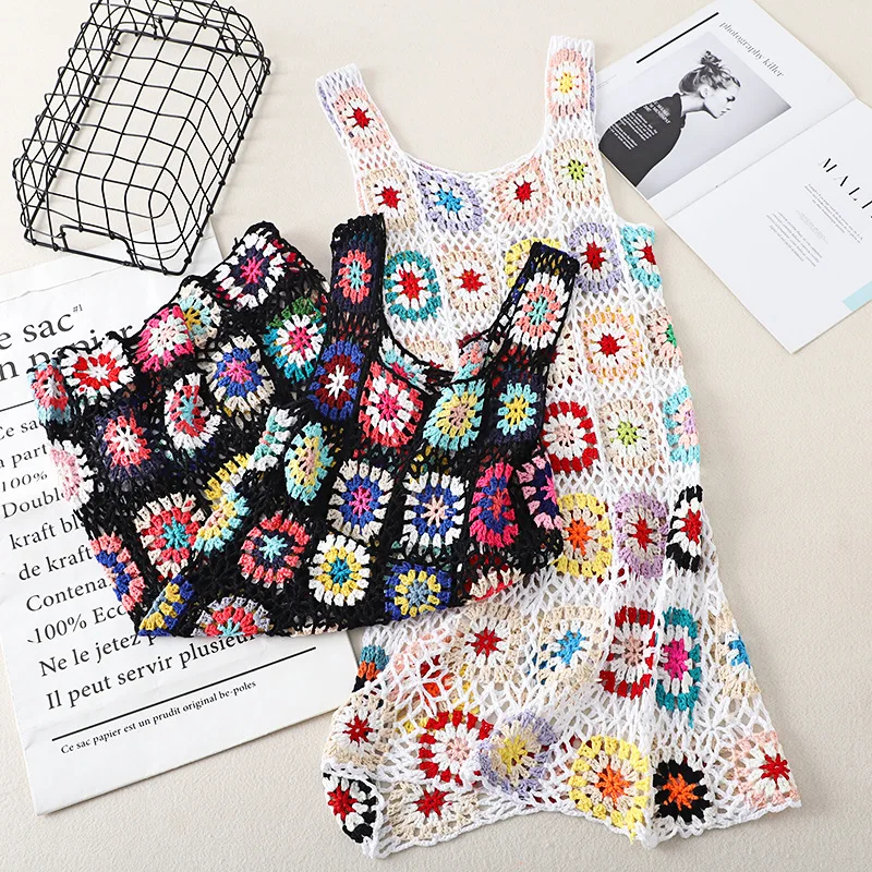 chinese dress ladies Granny Square Maxi Crochet Dress - Crochet Beach Dress -Colourful Maxi  Dress - Crochet Maxi Dress