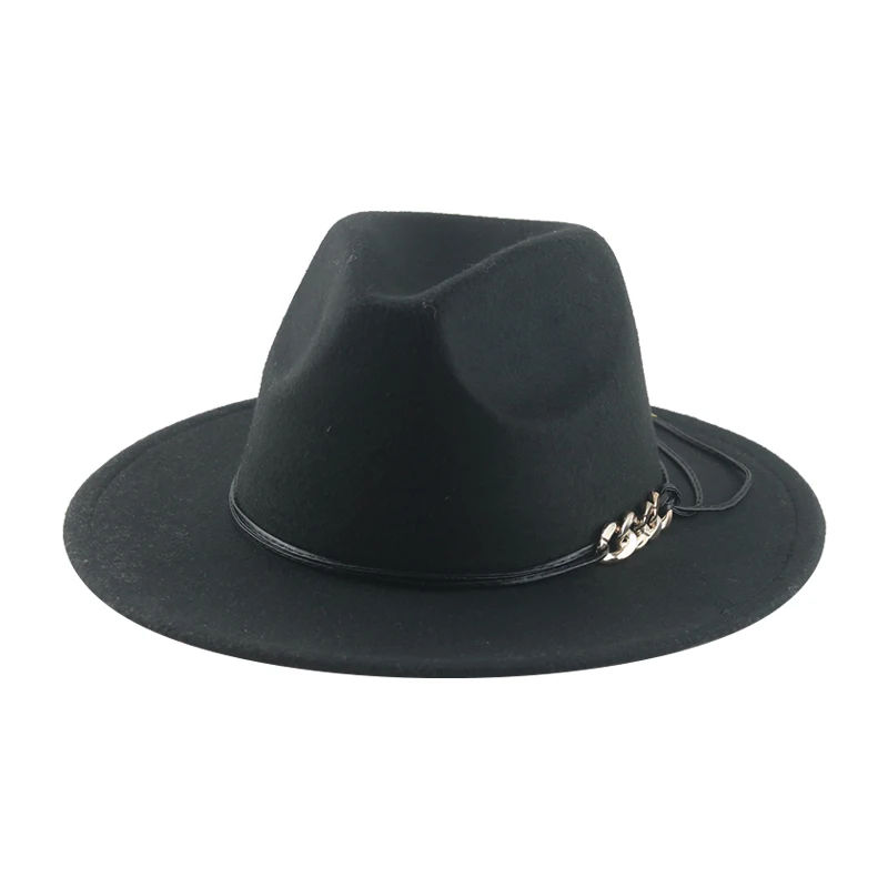 

шляпа женская шляпа шапка женская шляпа Зимняя женская шляпа, однотонная шляпа с широкими полями, фетровая шляпа с ремнем для мужчин и женщин, шапка s Jazz, официальная церковная фетровая Мужская и женская шляпа