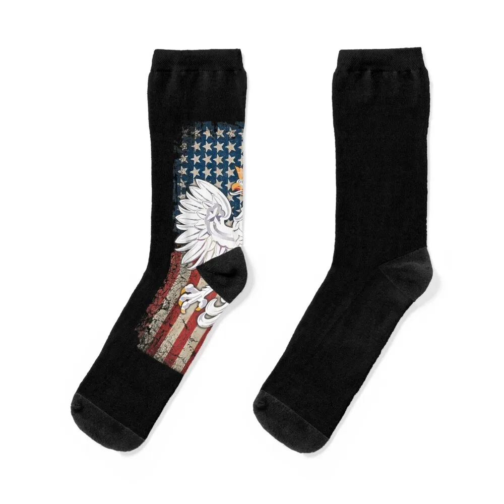 

Polish Eagle American Flag Pride Poland Socks Lots funny gifts loose Women's Socks Men's