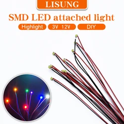3V 12V 0402 0603 0805 1206 3528 SMD Led Prewired with Lead Pre Wire Red Black Line Wired Diode Pre-soldered Train Model Light