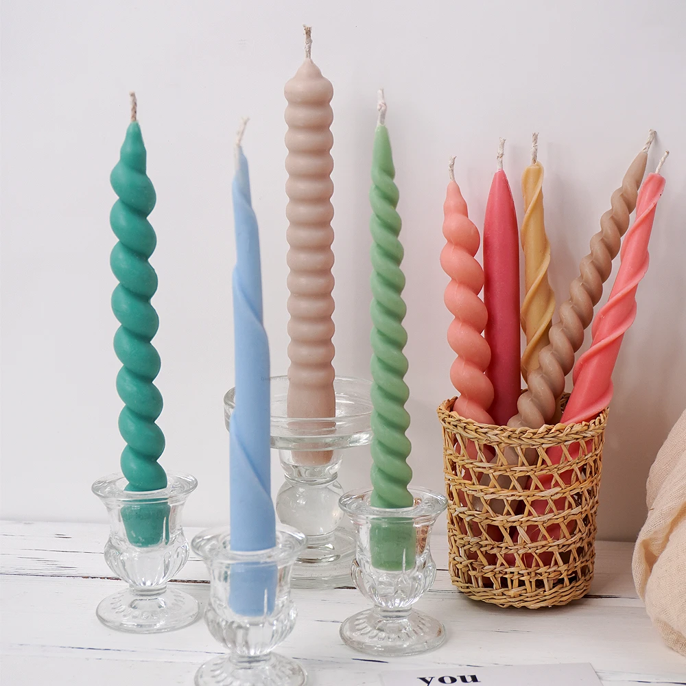 Elegant Spiral Taper Candle Silicone Mold