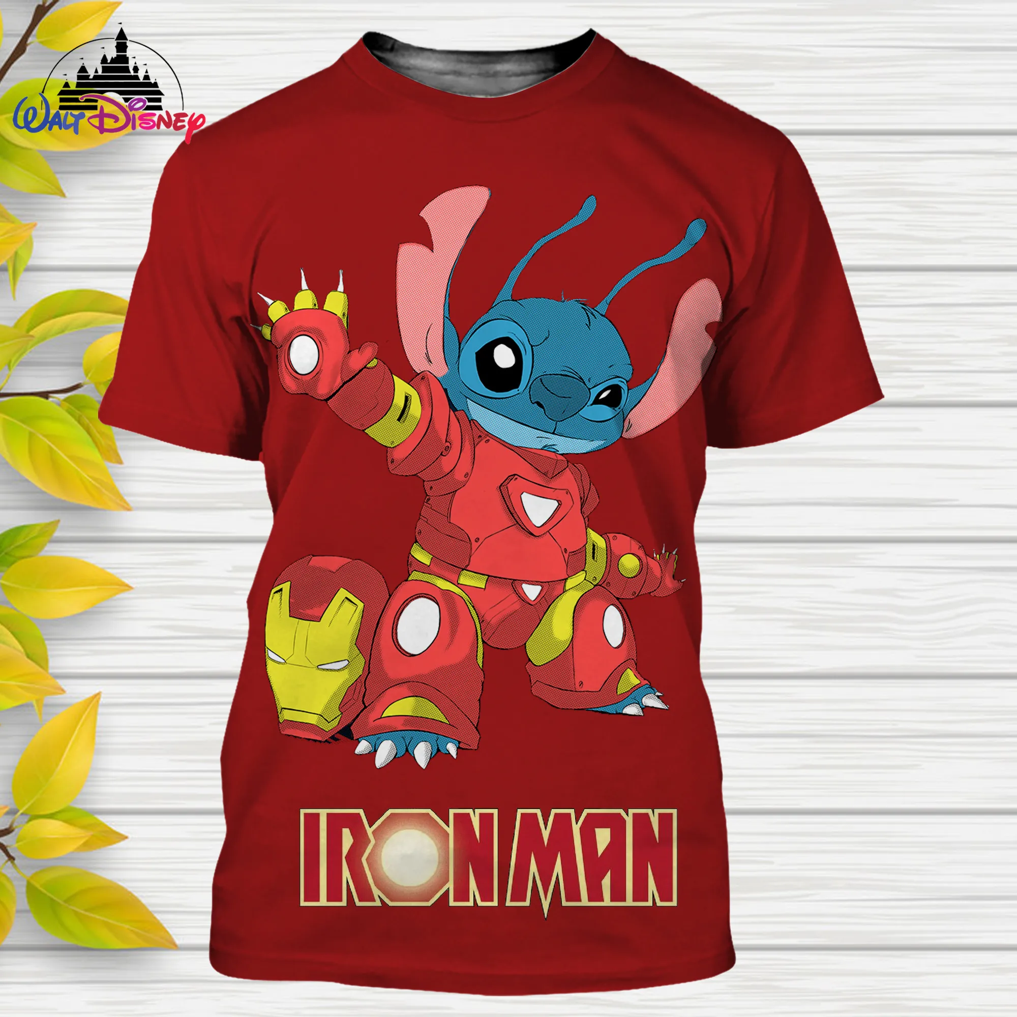 

Iron Man Stitch Disney men women Short Sleeve casual style 3D print t shirt Summer Casual Streetwear Tee Tops Cartoon