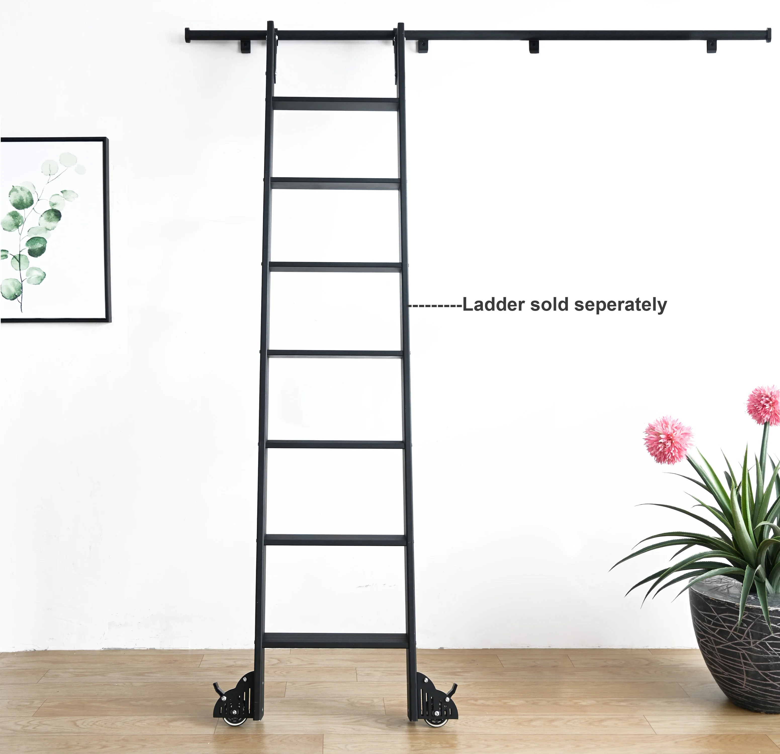 DIYHD 2M Hook on Rolling Library Ladder Hardware,Attic Sliding Ladder Hardware(No Ladder)