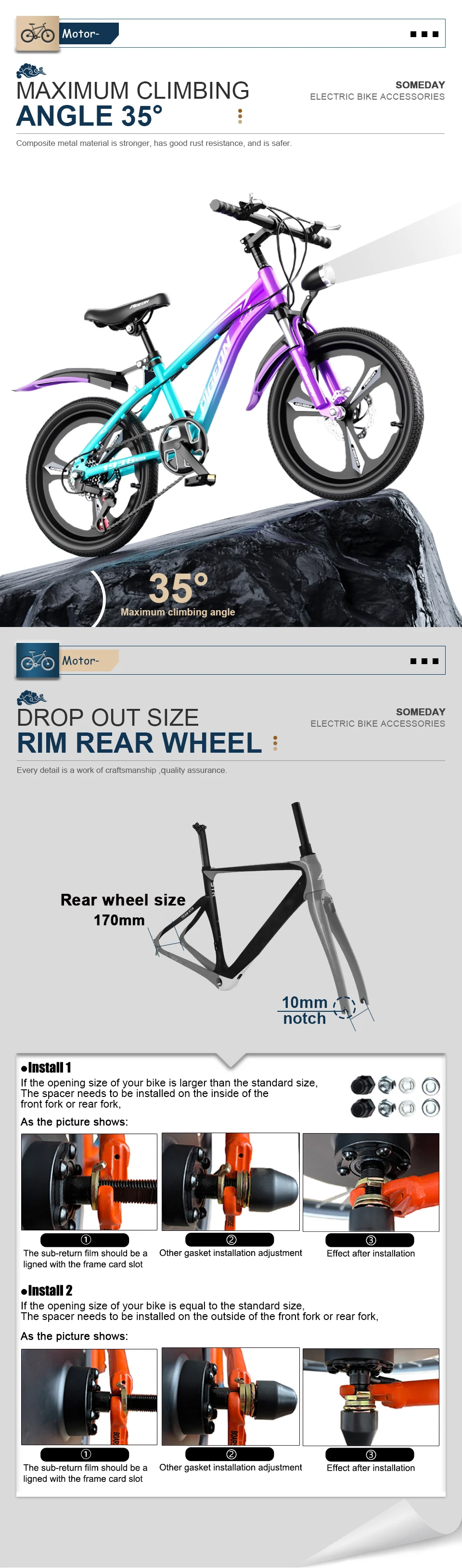 Bafang - Kit moteur roue arrière électrique 3000w, 72v, an balai
