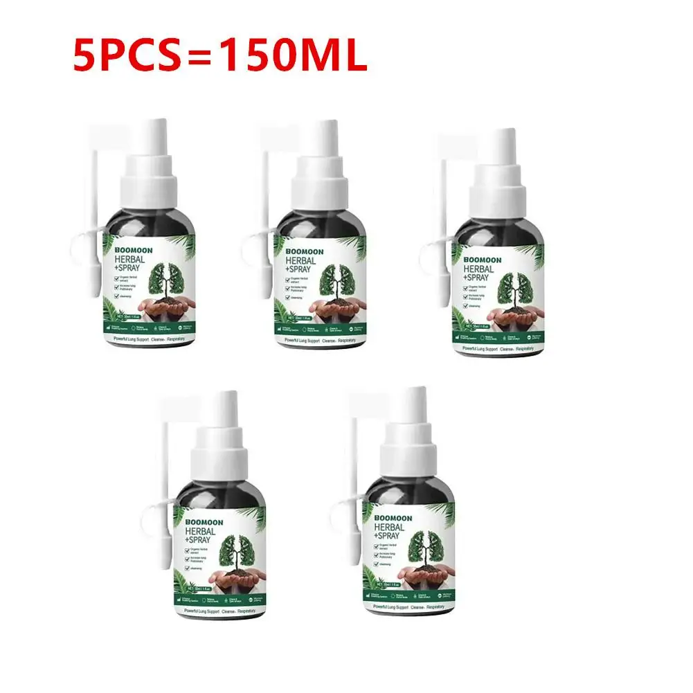 

5pcs Herbal Lung Cleanse Spray Mist-Powerful Lung Support Clean Inflammation Relieve Spray Herbal Sore Quit Smoking 30ml Throat