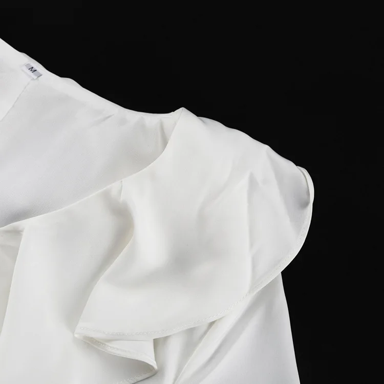 Ruffled Elegant For Women Long Dress Fashion V-Neck Patchwork Long Sleeve Slim Party Dress Gown White Spring Maxi Dress