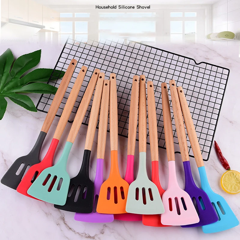 Silicone Turners Gadgets Spatula Egg Fish Frying Pan Scoop Fried Shovel Slotted Turners kitchen utensils