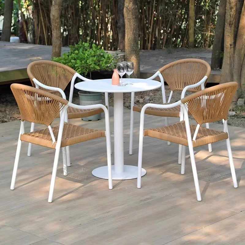 Garden furniture design wicker handwoven solid wooden teak