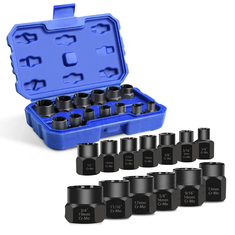 Nut and Bolt Extractor Damaged Screw Remover Impact Socket Tool Set Bolt Nut Screw Removal Socket WrenchTool Kit 13pcs impact damaged nut screw remover extractor socket tool removal drop shipping