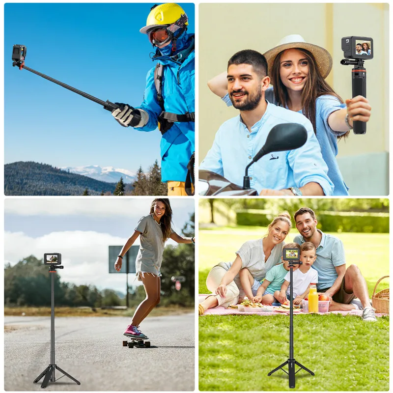 Selfie Stick Tripod for Gopro Extendable Tripod Stand  Handle for GoPro 12 11 10 9 8 Insta360 X4 DJI OSMO Action 3 4 Accessories