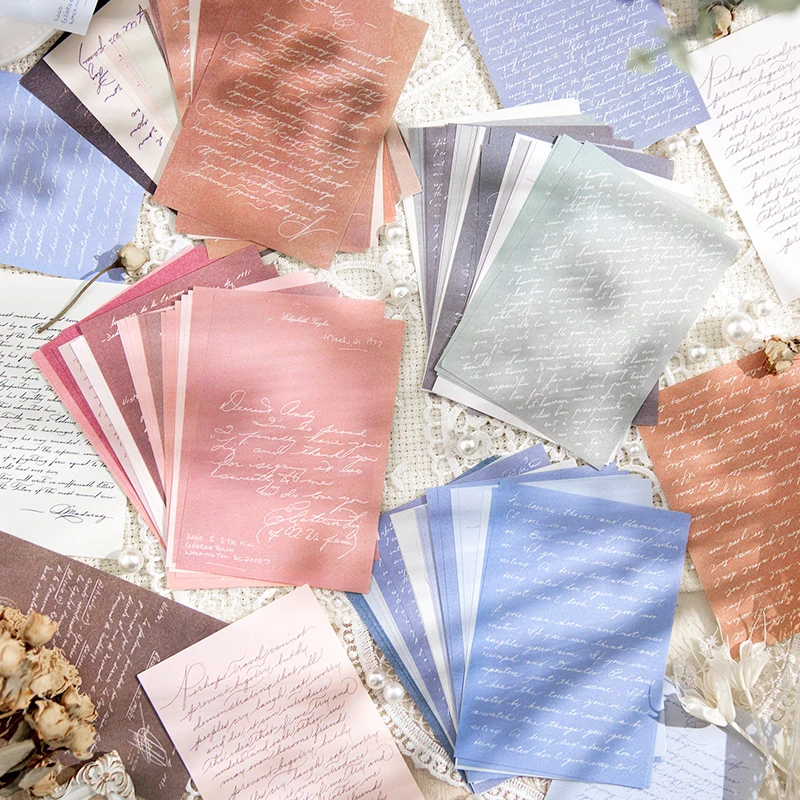 

Yoofun 30pcs/pack Large Size Ins Style Material Papers Letter Journal Scrapbooking Background Decoration Paper Memo Pads
