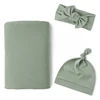 3PCS Set Newborn Swaddle Blanket And Hat Set Boys Girls Jersey Knit Baby Swaddle Wrap Photography Props Baby Supplies 3