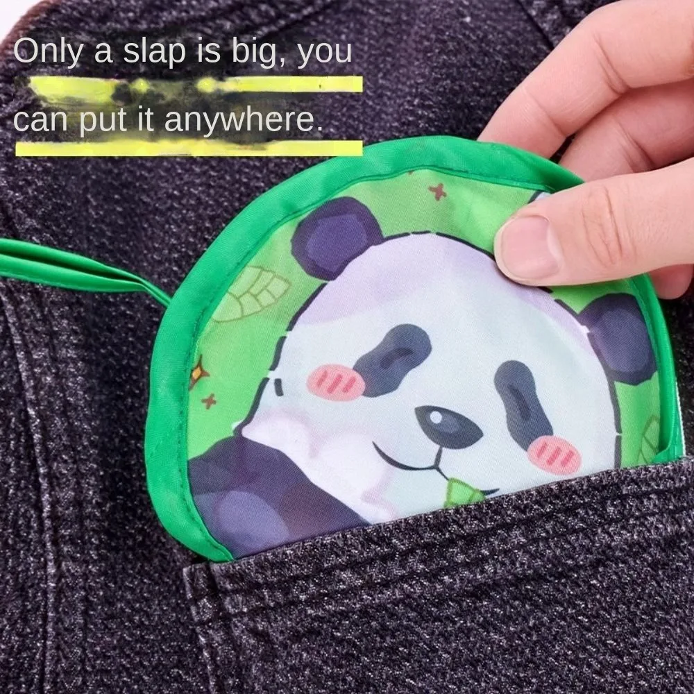 Frameless Spring Outing Pocket Kite Easy To Fly Handheld Cartoon Panda Wind Kites Portable 50 Meter Kite Line